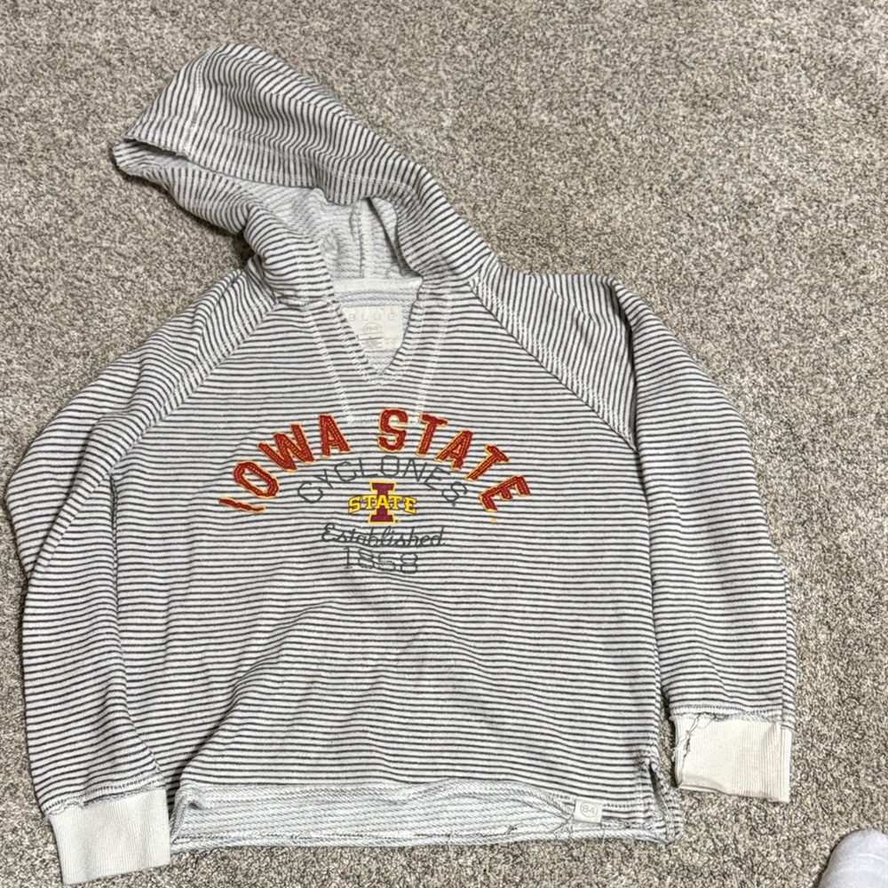 Blue 84 Iowa State Gray Striped Hoodie